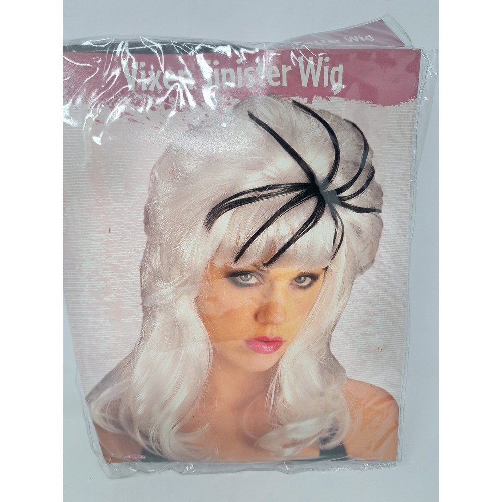 Fun World Vixen Sinister Wig White w/ Black Spider Halloween Costume One Size